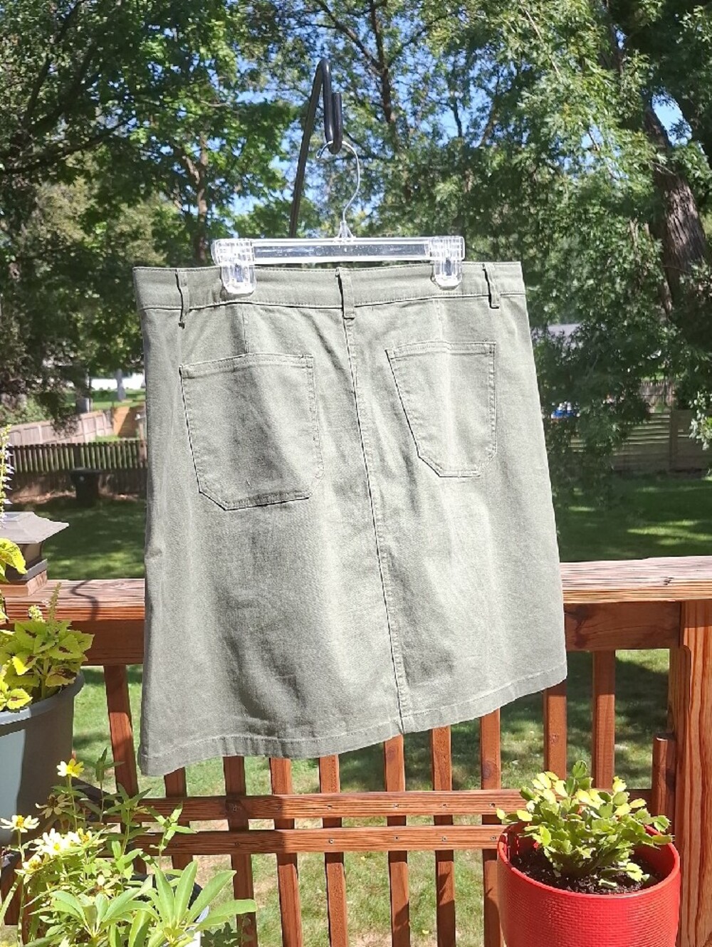 Democracy Olive Green Button-Front Skirt Sz 16 - Picture 5 of 6
